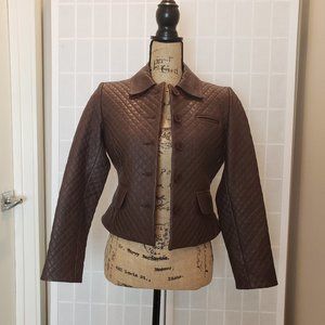 Women's Brown Quilted Leather Jacket